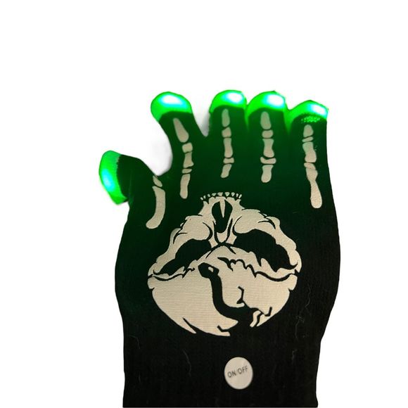 Light-Up Skull Gloves Adult One Size Fits Most Replaceable Batteries Case Of 24 - Picture 9 of 13